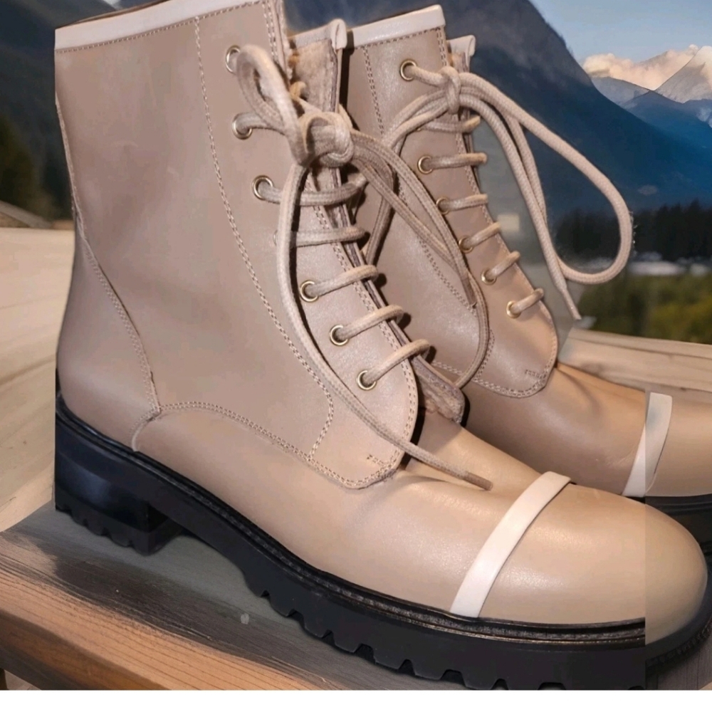 Malone Souliers Bryce Lace-Up Shearling Leather Combat Boots Sz.40 (9-9.5)